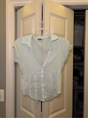 American Eagle Seersucker Button-Front Women's Top